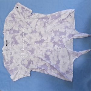 purple & white tie dye champion tshirt